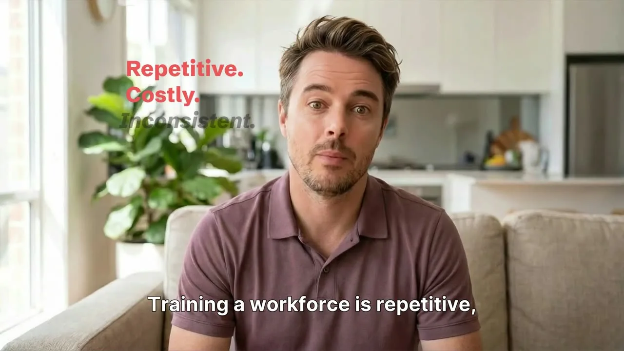 AI avatar trainer delivering staff training